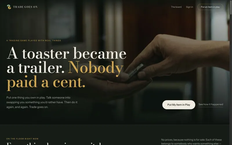 The Trade Goes On homepage